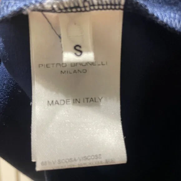 Pietro Brunelli "Salisburgo" Ruffled Sleeve Dress in Navy Blue Size S Maternity - Picture 7 of 9